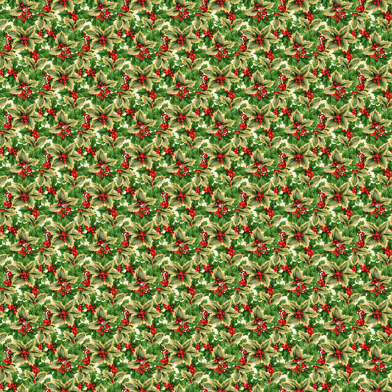 Deck the Halls by Northcott - Holly Multi Beige 28998-12