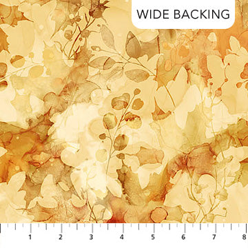 Autumn Breeze by Northcott- Wide Backing 108" - Ochre Leaf - multi B28058-52