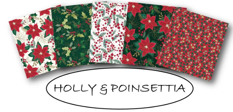 Holly & Poinsettia Fat Quarter Bundle
