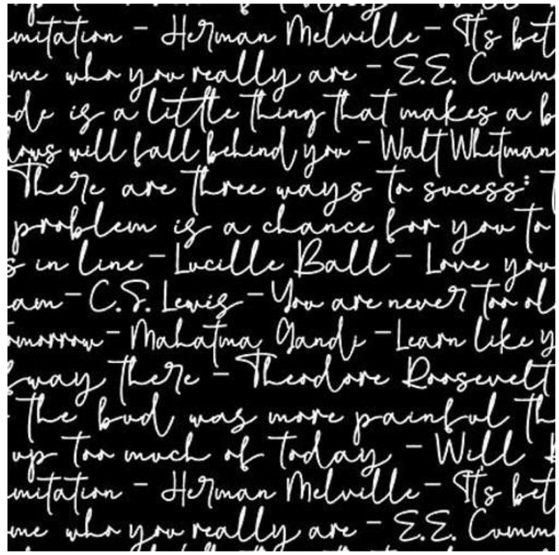 Not So Black & White Script 108" wide by Studio E Fabrics Black - 8238-90