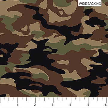 108" Crazy for Camo by Northcott Studio B24238-36 brown, green, black