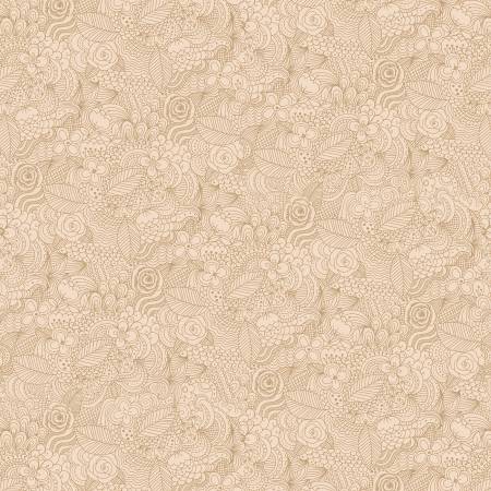 Paisley Floral 2-ply Flannel 108in Wide Back Biege # F5594S-44