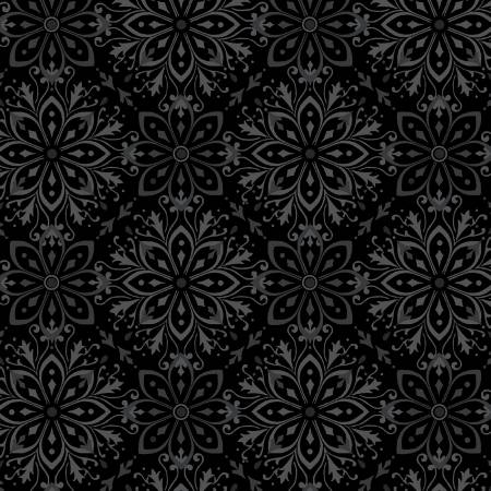 Large Medallion 2-ply Flannel 108in Wide Back Black # F5597S-99