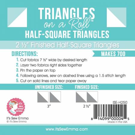 Triangles on a Roll 2-1/2in Half Square 50ft Roll # ISE-H250