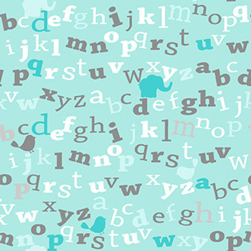 AE Nathan 45" Comfy Flannel Prints -Letters Turquoise 12438