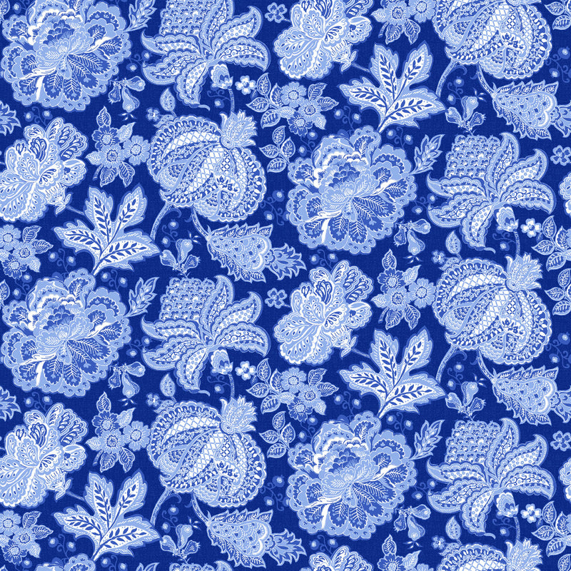Delft Dynasty  by Northcott - Dark Blue Jacobean Trail 28355-48