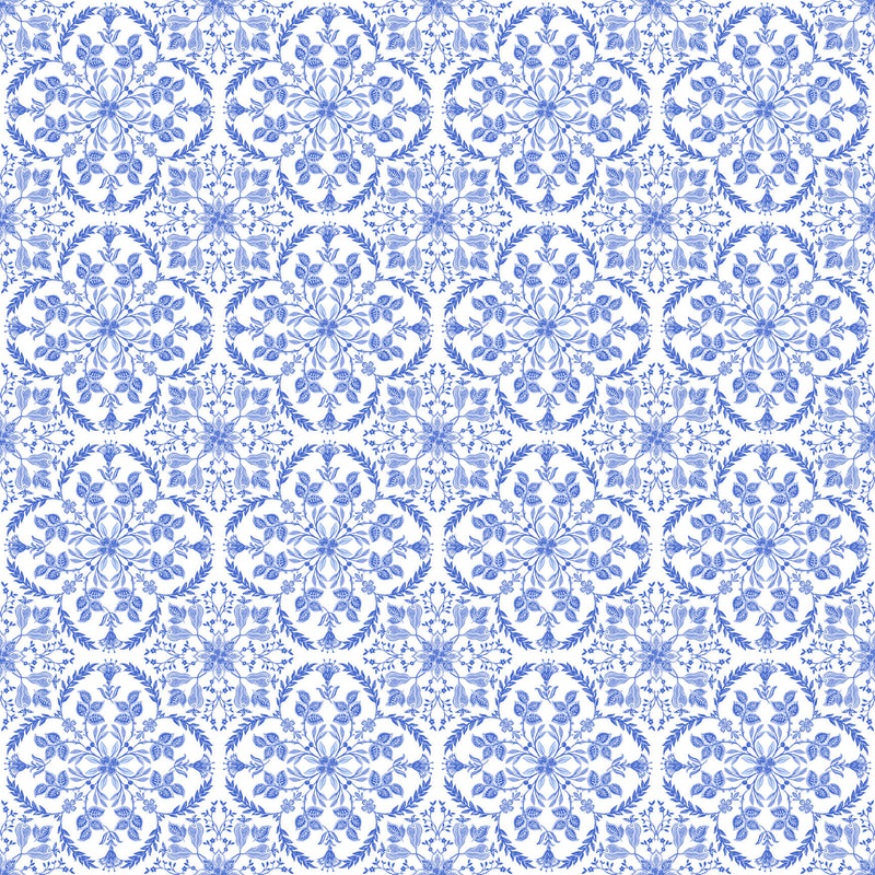 Delft Dynasty by Northcott- White & Blue Tile 28357-10