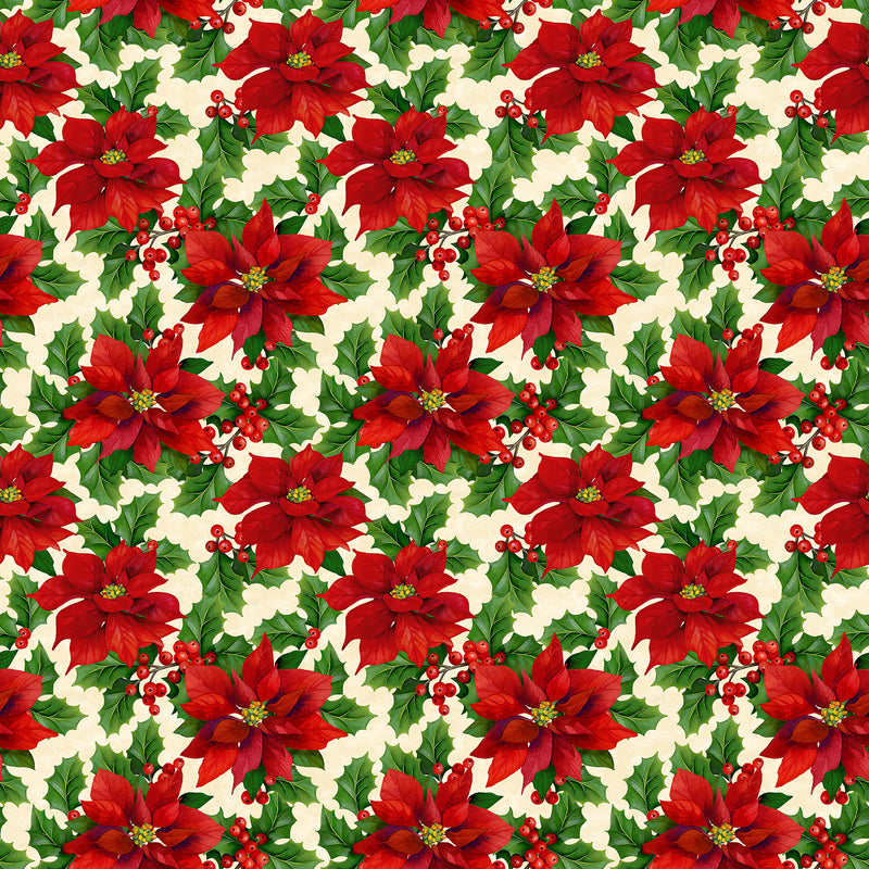 Deck the Halls by Northcott - Poinsettia - 28996-12