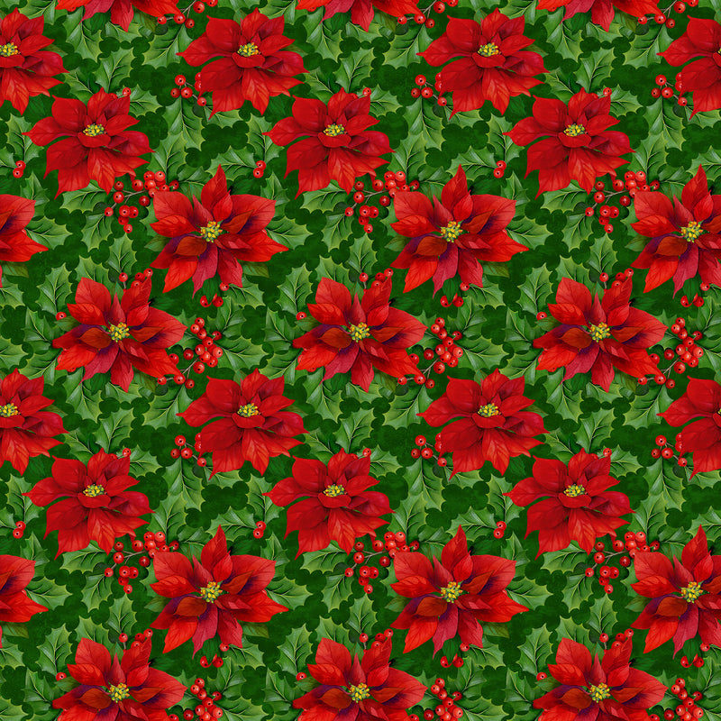 Deck the Halls by Northcott - Poinsettia  Pine - 28996-79