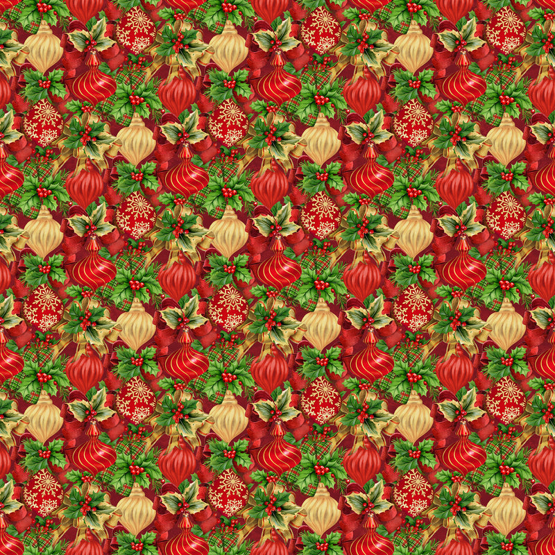 Deck the Halls by Northcott - Baubles Red Multi 28997-24
