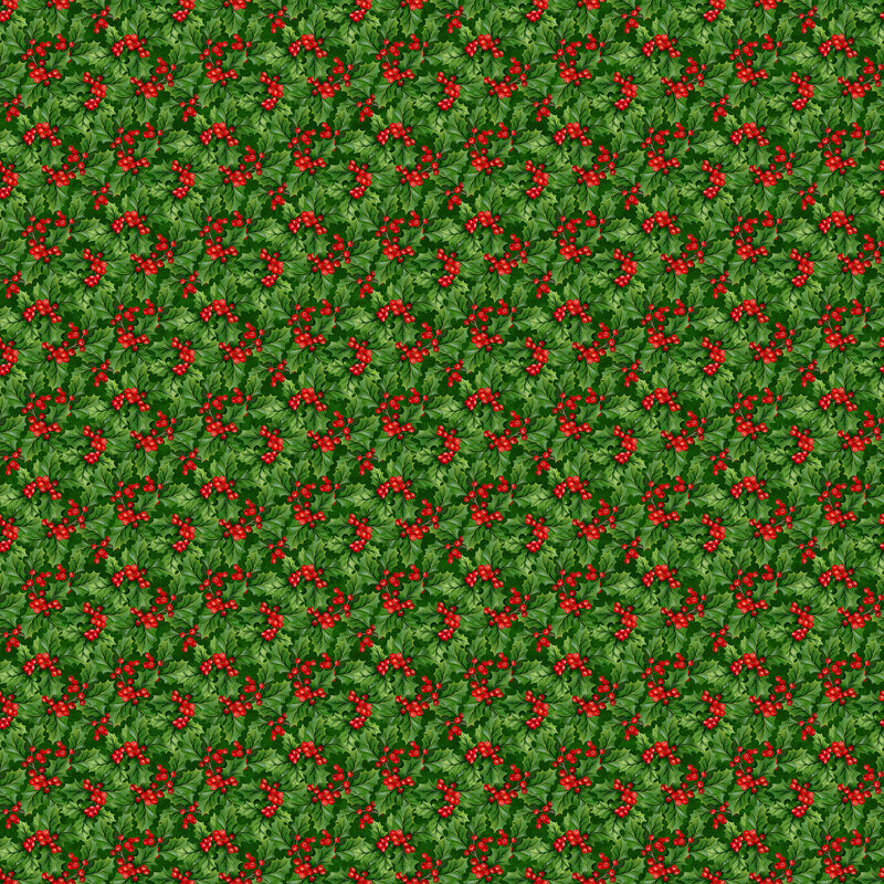 Deck the Halls by Northcott -Holly Pine Multi 28999-76