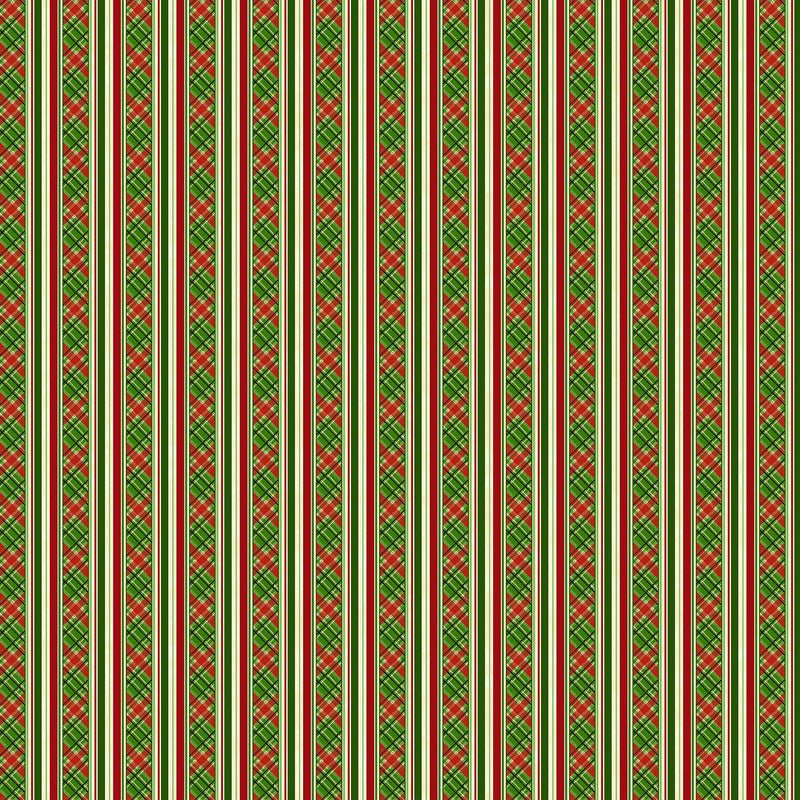 Deck the Halls by Northcott -Stripe Beige Multi 29000-12