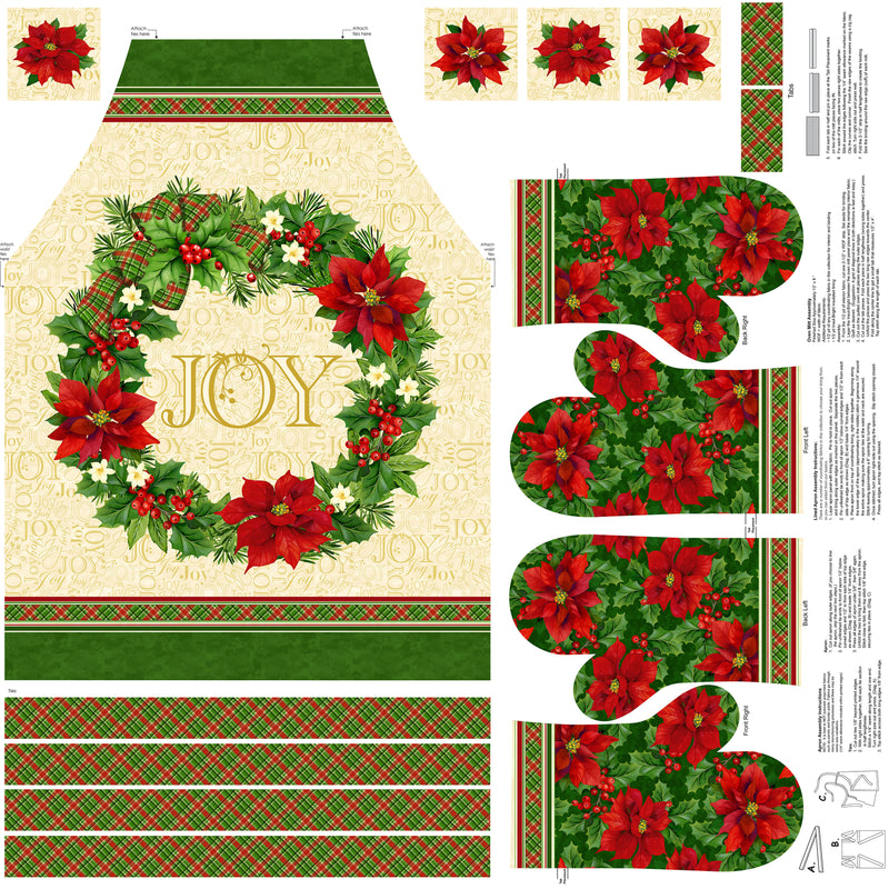 Deck the Halls by Northcott - Apron Panel Beige Multi C29004-12