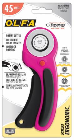 45mm Ergonomic Rotary Cutter by Olfa Magenta, yellow or blue# RTY-2DX-MAG