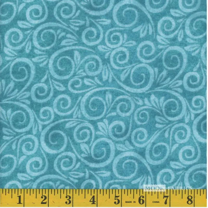 108" Swirl Flannel wideback - Aqua