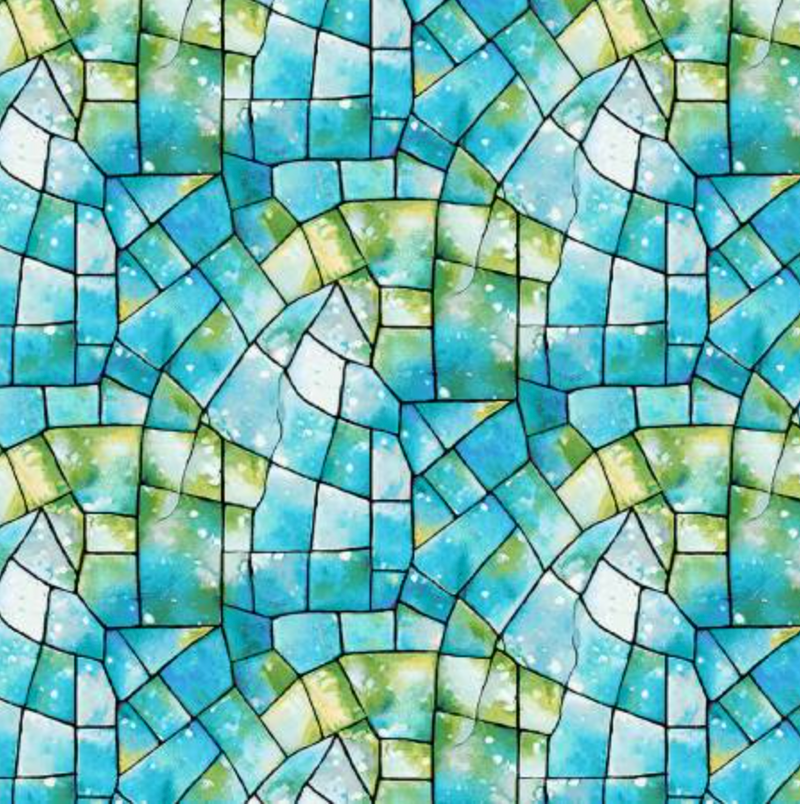 Kaleidoscope 108" Wideback City Art Studio for Henry Glass 2178-76 Turquoise/Green