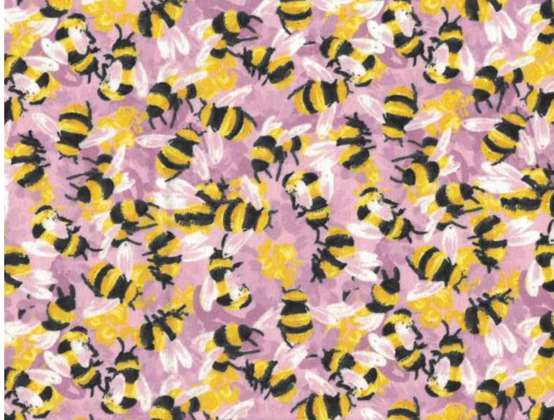 Bees on Pink  flannel 4301-115