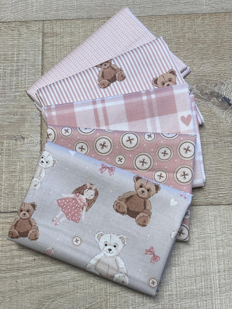 Toybox Treasures - PINK - Fat Quarter Bundle - 5 Pieces - 19.5" x 21" Each