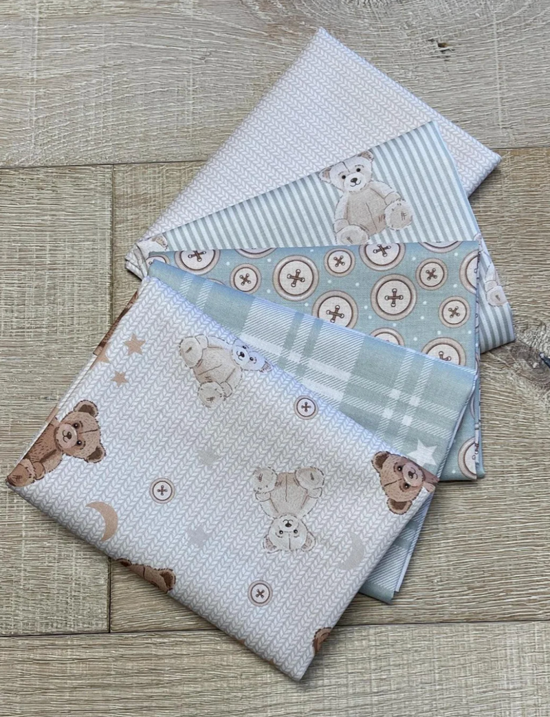 Toybox Treasures - sage - Fat Quarter Bundle - 5 Pieces - 19.5" x 21" Each