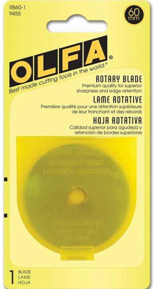 OLFA 60mm Rotary Cutter Replacement Blades, 1Blades (RB60-1) - Tungsten Steel