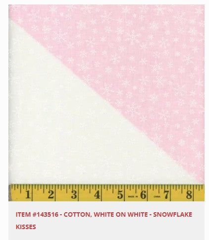 Cotton 45″, White on White Snowflake kisses