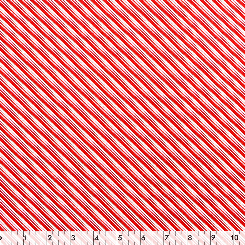 Red and White Christmas Diagonal Stripes by Fabric Creations