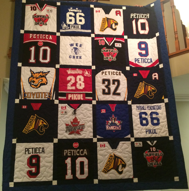 Hockey Jersey Quilt 20 blocks