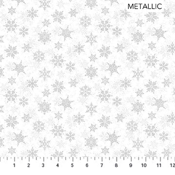 Shimmer Frost by Northcott - Small Snowflake (Metallic Silver) #24196M-90