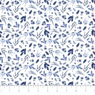 Blue Botanicals - WHITE - 44" from Quilt Source -  CAM55200105-01