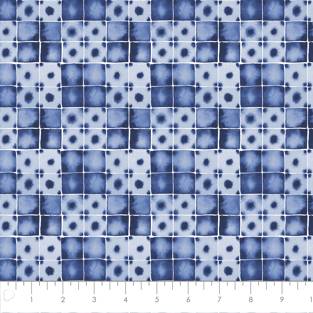 Indigo Shibori Tiles - BLUE  44" from Quilt Source -  CAM55200106-01