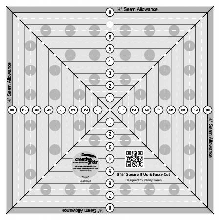 Creative Grids 8-1/2in Square It Up or Fussy Cut Square Quilt Ruler CGRSQ8