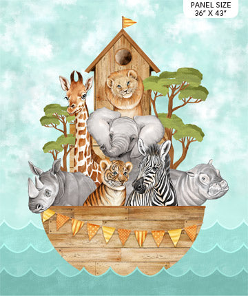 Baby Safari - Panel in Turquoise by Northcott Studios 24672-63