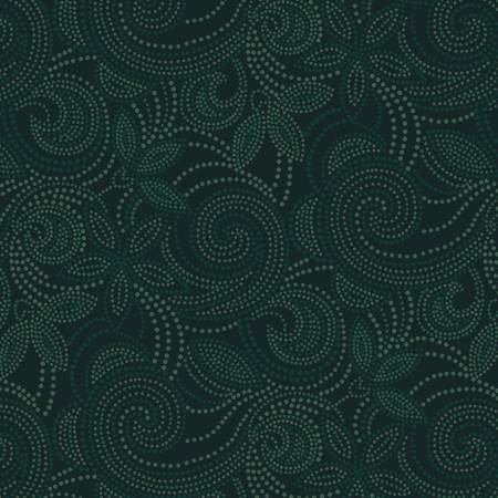 108" Tranquil Quiltbacks Dotted Vines & Swirls Flannel # F6425S-66 Dark Green