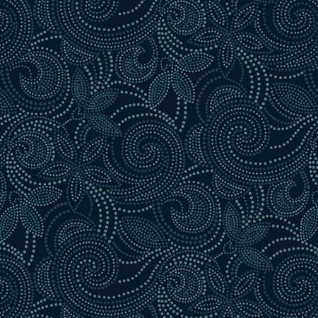 108" Tranquil Quiltbacks Dotted Vines & Swirls Flannel  # F6425S-77 Navy