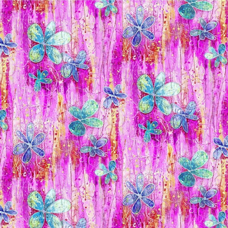 108in FLORAL DANCE Fuchsia - From P & B Textiles # FDAN4480-F