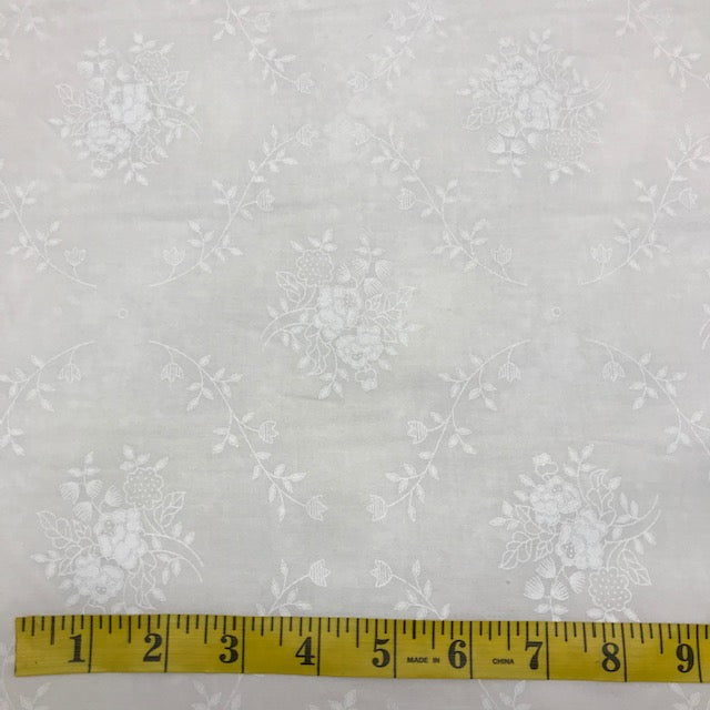 MDG 108" Quilt Backing Tone on Tone white flowers 30510