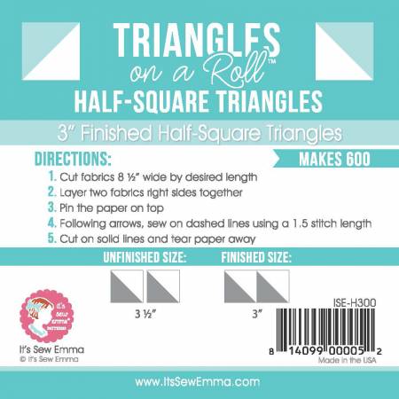 Triangles on a Roll 3in Half Square 50ft Roll # ISE-H300